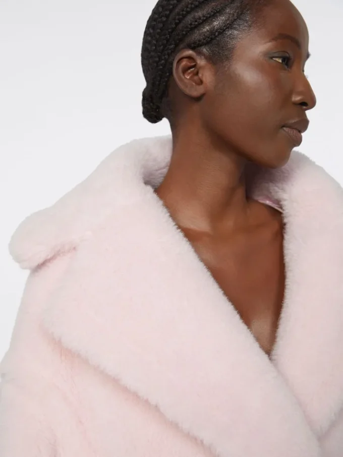 Teddy Bear Icon Coat en alpaga et laine, rose