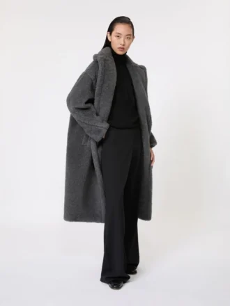 Teddy Bear Icon Coat en laine et alpaga, gris moyen