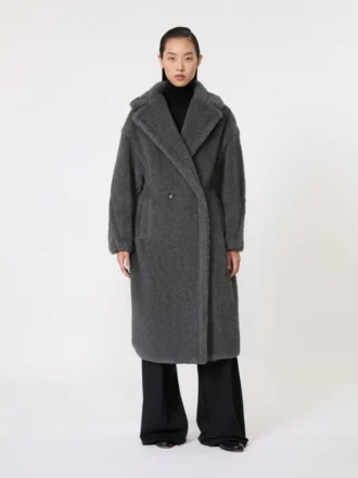 Teddy Bear Icon Coat en laine et alpaga, gris moyen