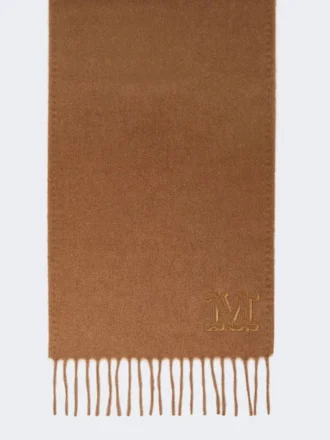 Étole camel brodée d&rsquo;un monogramme, camel