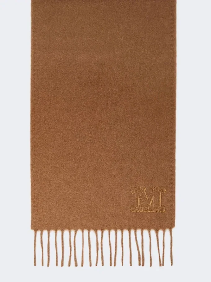 Étole camel brodée d’un monogramme, camel Étole camel brodée d’un monogramme, camel