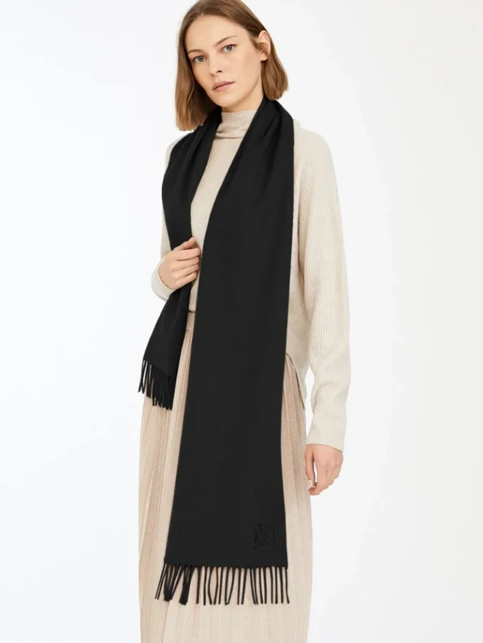 Étole camel brodée d’un monogramme, noir Étole camel brodée d’un monogramme, noir