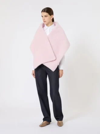 Étole en alpaga et laine, beige-rose