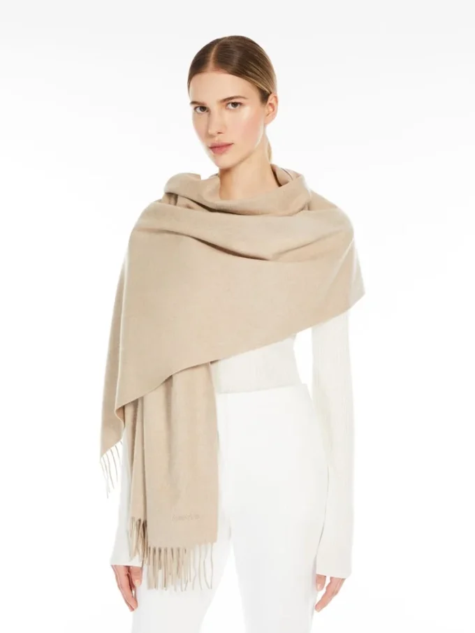 Étole en cachemire avec logo, beige Étole en cachemire avec logo, beige
