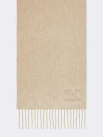 Étole en cachemire brodée d&rsquo;un monogramme, beige