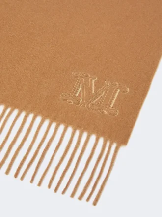 Étole en cachemire brodée d&rsquo;un monogramme, beige