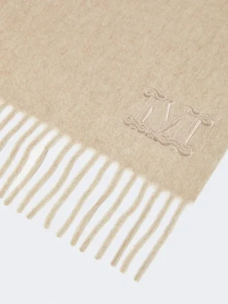 Étole en cachemire brodée d&rsquo;un monogramme, beige