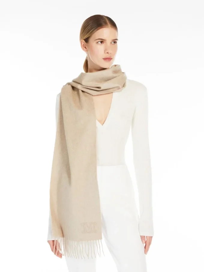 Étole en cachemire brodée d’un monogramme, beige Étole en cachemire brodée d’un monogramme, beige