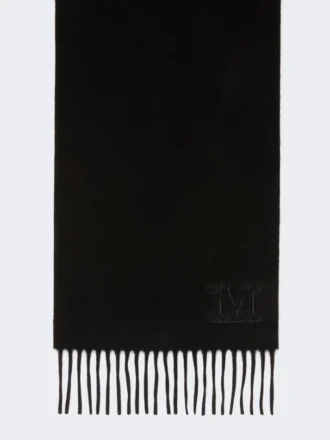 Étole en cachemire brodée d&rsquo;un monogramme, noire