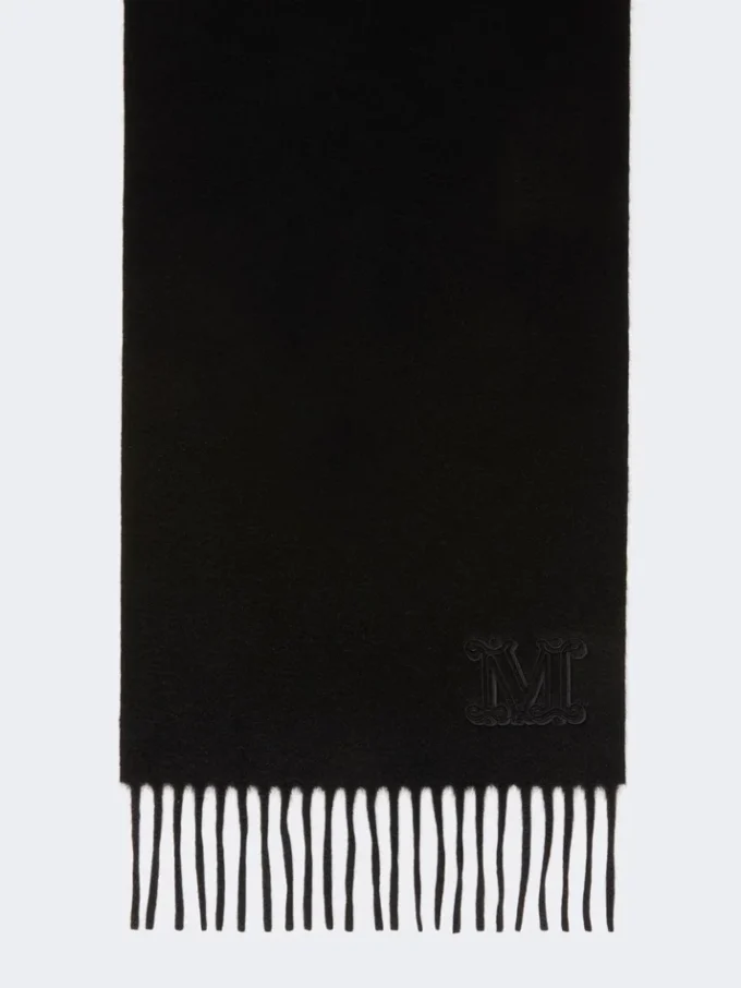 Étole en cachemire brodée d’un monogramme, noire Étole en cachemire brodée d’un monogramme, noire