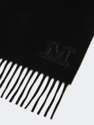 Étole en cachemire brodée d&rsquo;un monogramme, noire