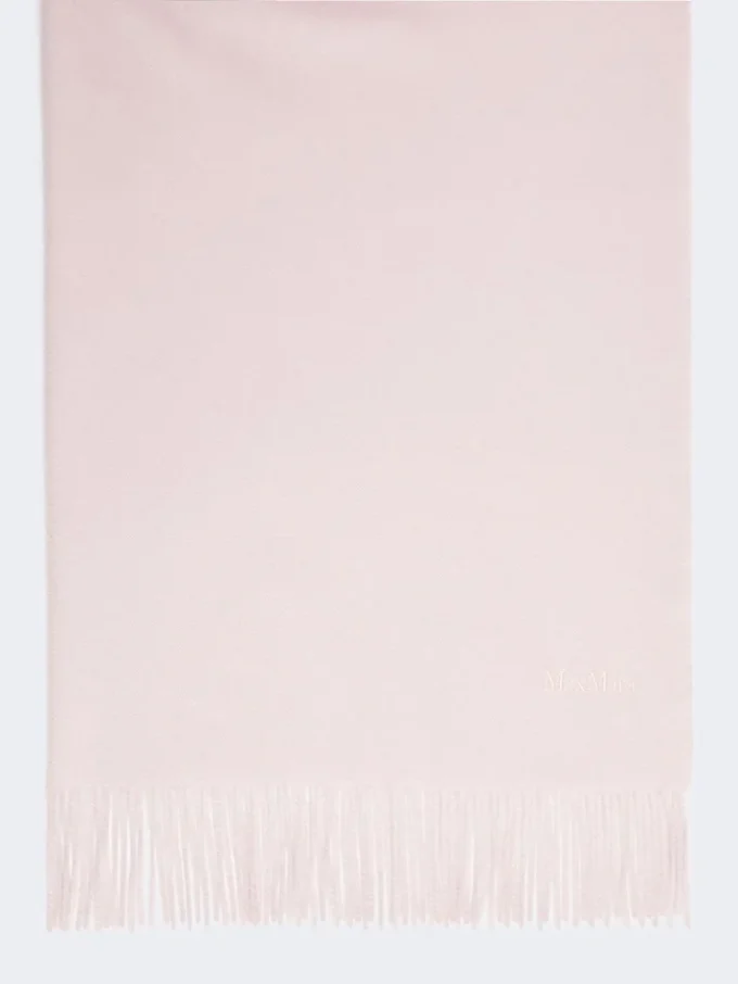 Étole en cachemire brodée et frangée, rose Étole en cachemire brodée et frangée, rose