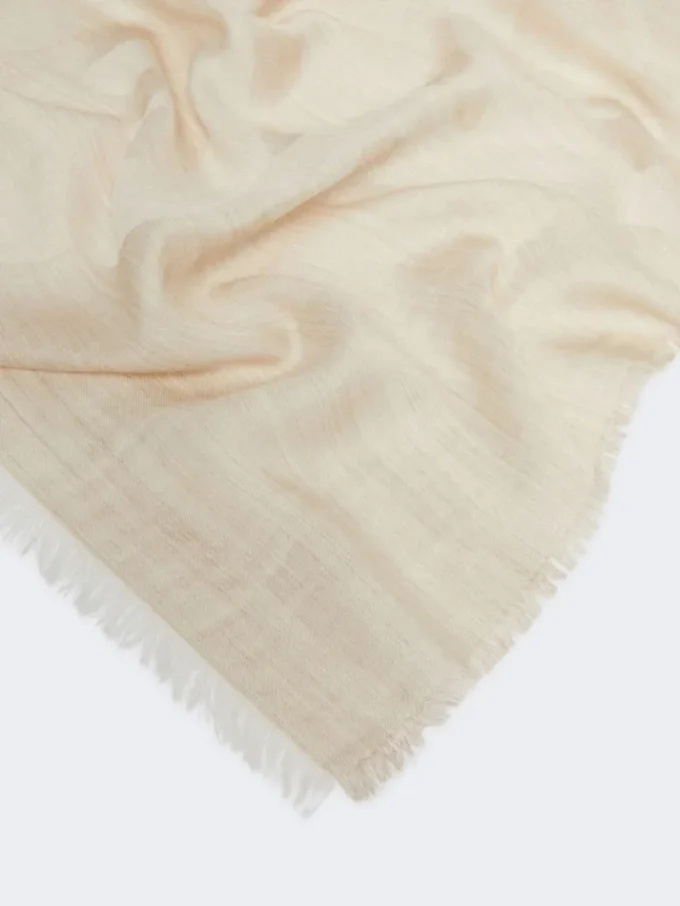 Étole en jacquard de soie, cachemire et laine, beige