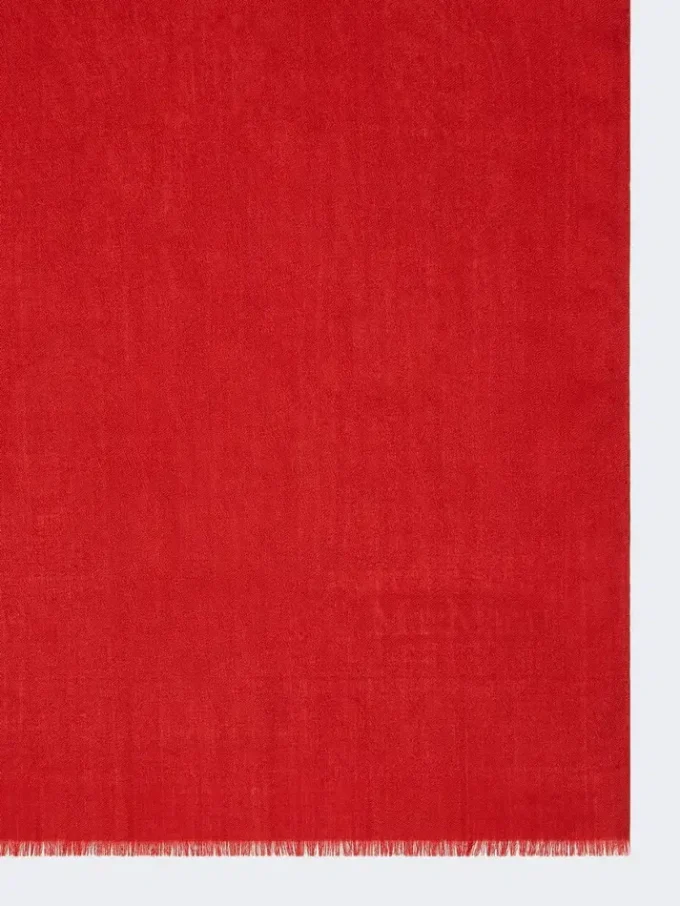 Étole en laine et fil de soie jacquard, rouge Étole en laine et fil de soie jacquard, rouge