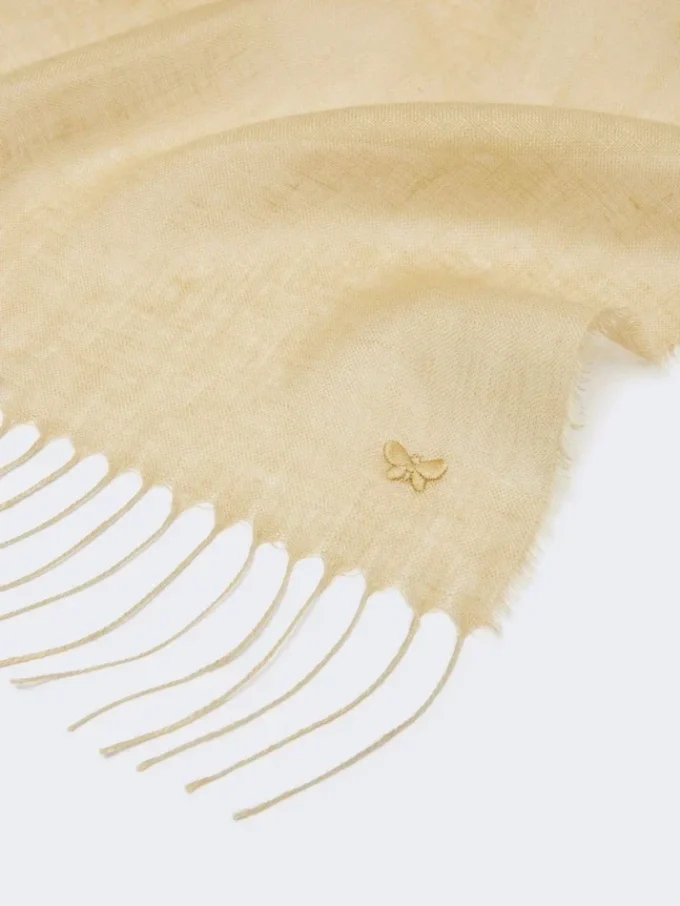 Étole en lin à franges, beige Étole en lin à franges, beige