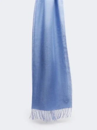 Étole en lin à franges, bleu clair