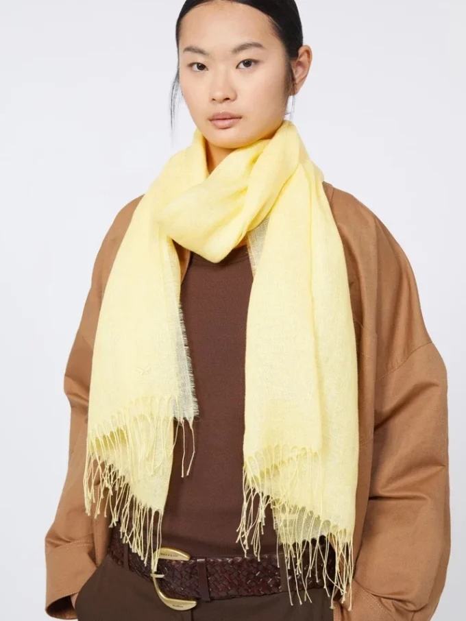 Étole en lin à franges, jaune Étole en lin à franges, jaune
