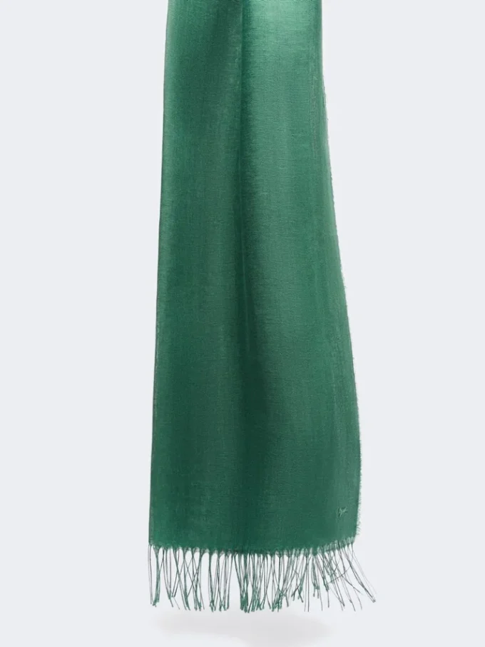 Étole en lin à franges, vert sauge