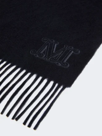 Étole en pur cachemire avec détail monogramme, bleu outremer