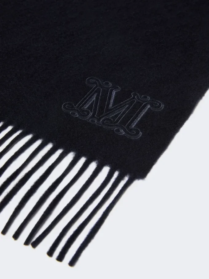Étole en pur cachemire avec détail monogramme, bleu outremer Étole en pur cachemire avec détail monogramme, bleu outremer