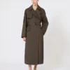 Trench-coat ample en sergé déperlant, vert Trench-coat ample en sergé déperlant, vert