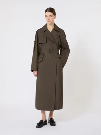 Trench-coat ample en sergé déperlant, vert Trench-coat ample en sergé déperlant, vert