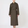Trench-coat ample en sergé déperlant, vert Trench-coat ample en sergé déperlant, vert