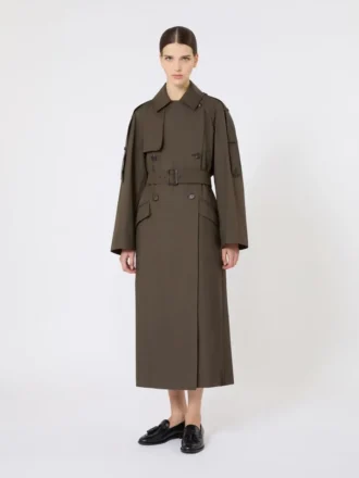 Trench-coat ample en sergé déperlant, vert Trench-coat ample en sergé déperlant, vert