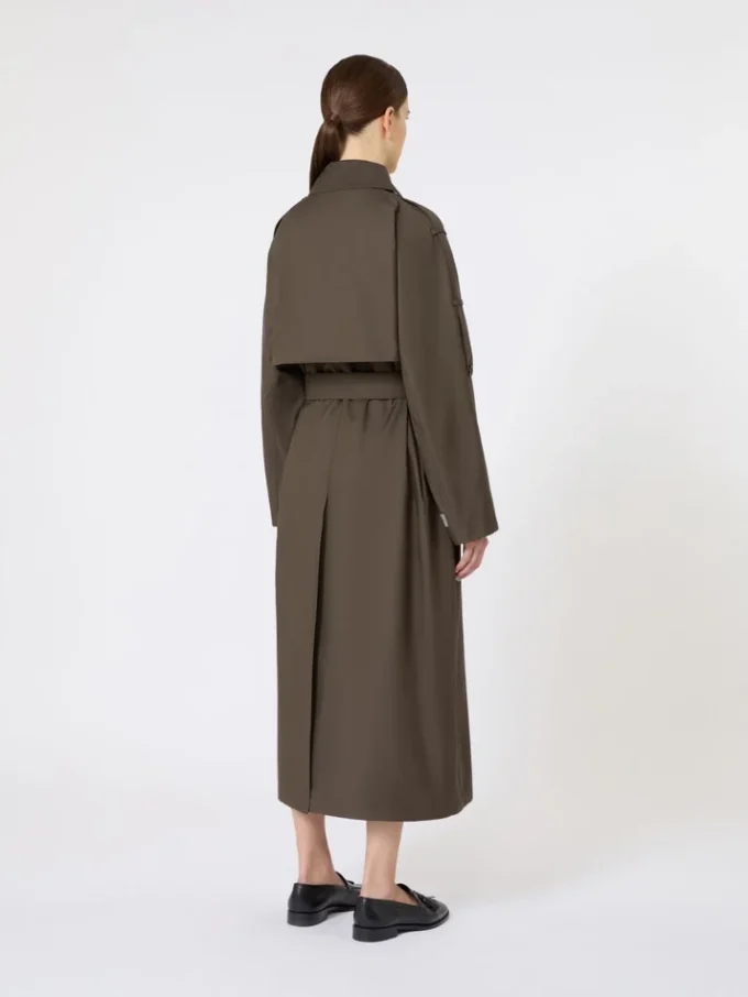 Trench-coat ample en sergé déperlant, vert Trench-coat ample en sergé déperlant, vert