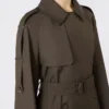 Trench-coat ample en sergé déperlant, vert Trench-coat ample en sergé déperlant, vert