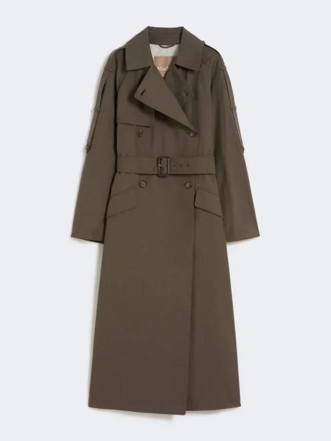 Trench-coat ample en sergé déperlant, vert Trench-coat ample en sergé déperlant, vert