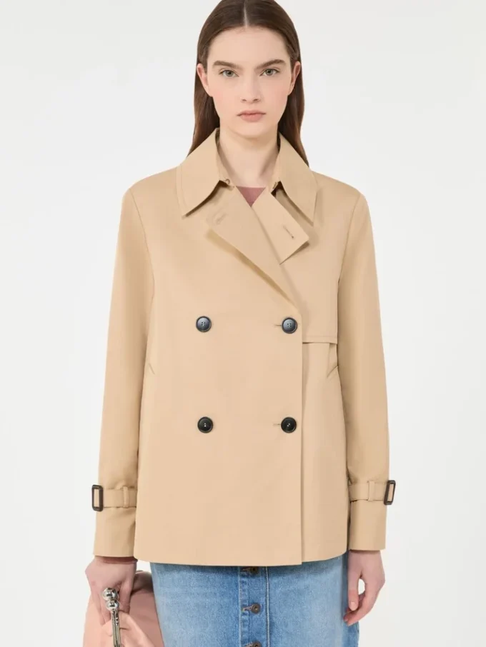 Trench-coat court en gabardine déperlante, beige Trench-coat court en gabardine déperlante, beige