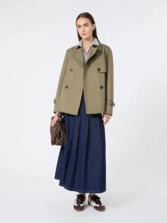 Trench-coat court en gabardine déperlante, couleur boue