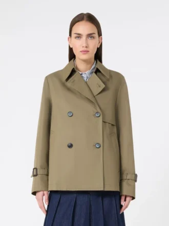 Trench-coat court en gabardine déperlante, couleur boue