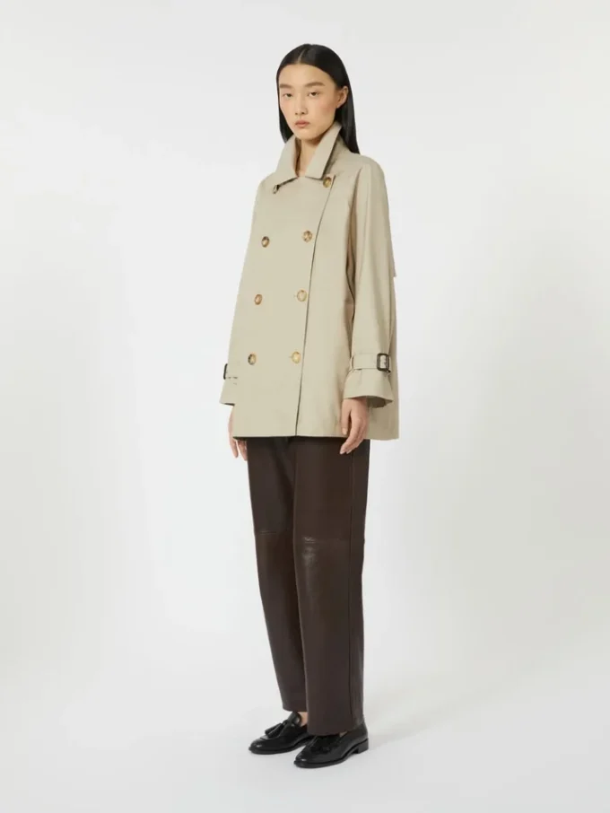 Trench-coat court en sergé déperlant, couleur sable