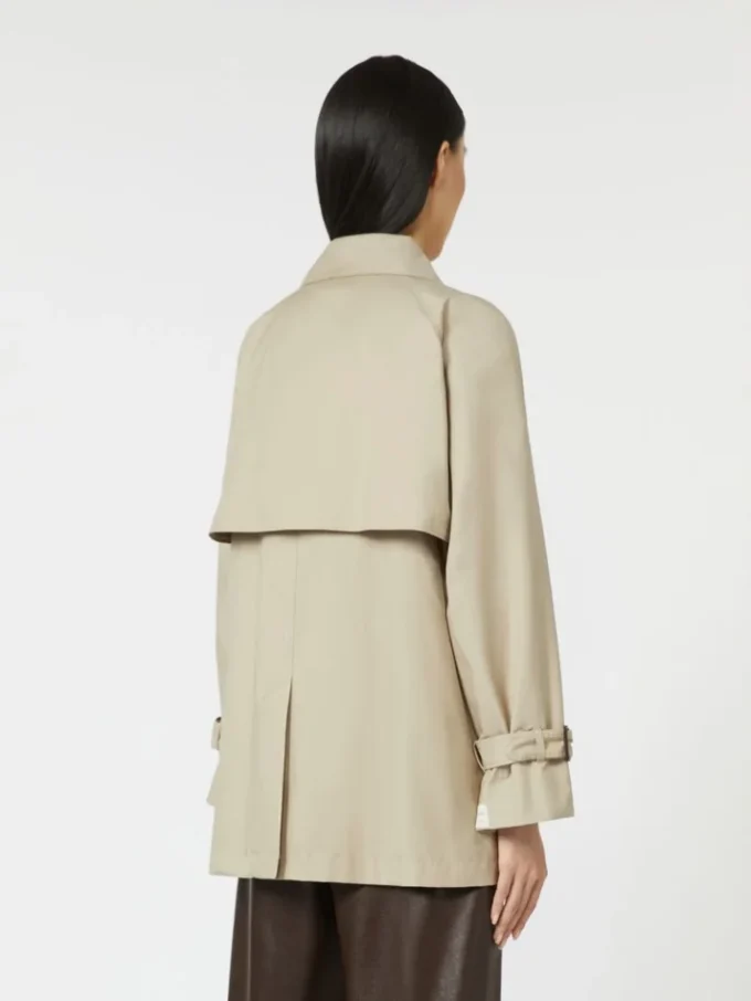 Trench-coat court en sergé déperlant, couleur sable