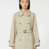 Trench-coat court en sergé déperlant, couleur sable