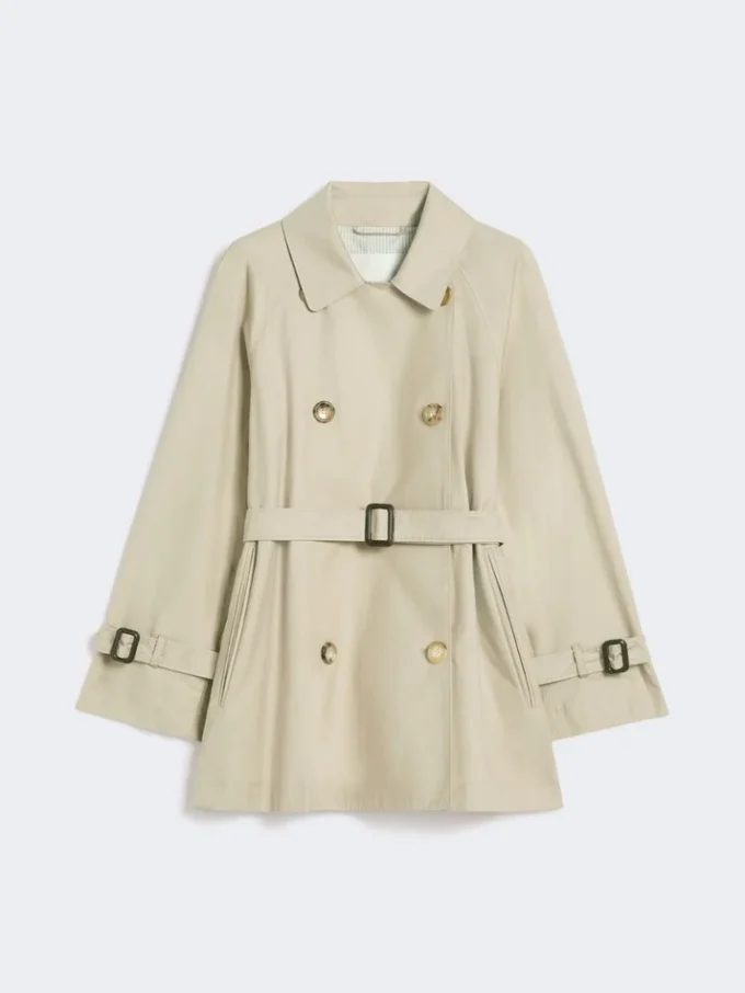 Trench-coat court en sergé déperlant, couleur sable
