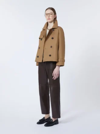 Trench-coat court en sergé déperlant, marron