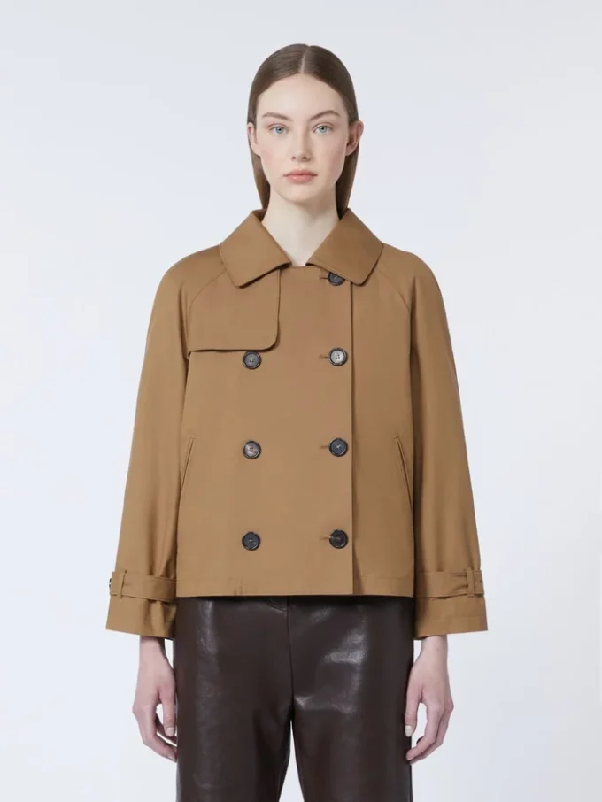 Trench-coat court en sergé déperlant, marron Trench-coat court en sergé déperlant, marron