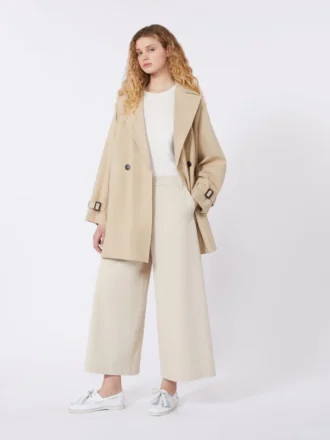 Trench-coat court en toile déperlante, beige