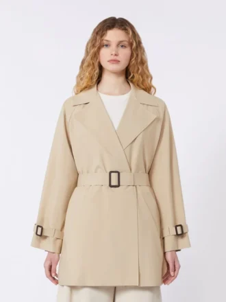 Trench-coat court en toile déperlante, beige