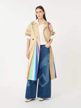 Trench-coat en coton déperlant avec imprimé arc-en-ciel, multicolore Trench-coat en coton déperlant avec imprimé arc-en-ciel, multicolore