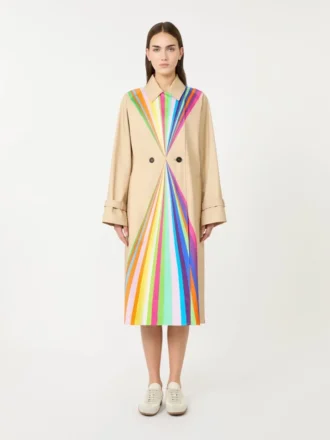 Trench-coat en coton déperlant avec imprimé arc-en-ciel, multicolore Trench-coat en coton déperlant avec imprimé arc-en-ciel, multicolore