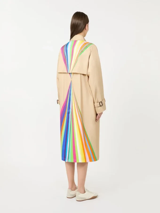 Trench-coat en coton déperlant avec imprimé arc-en-ciel, multicolore Trench-coat en coton déperlant avec imprimé arc-en-ciel, multicolore