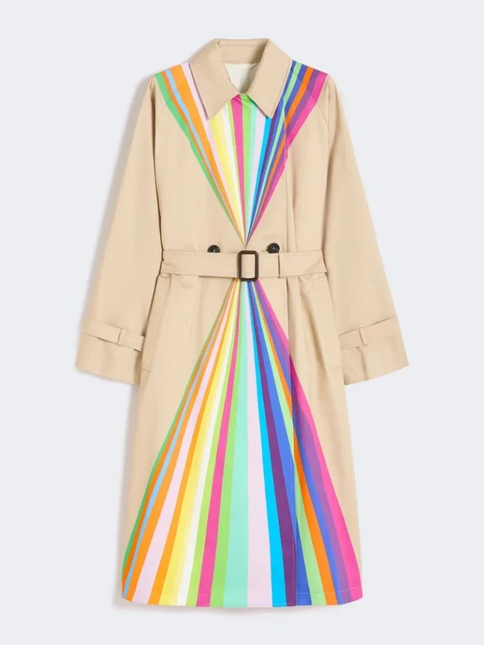 Trench-coat en coton déperlant avec imprimé arc-en-ciel, multicolore Trench-coat en coton déperlant avec imprimé arc-en-ciel, multicolore