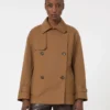Trench-coat en coton déperlant à double boutonnage, couleur tabac Trench-coat en coton déperlant à double boutonnage, couleur tabac