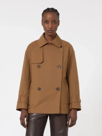 Trench-coat en coton déperlant à double boutonnage, couleur tabac Trench-coat en coton déperlant à double boutonnage, couleur tabac