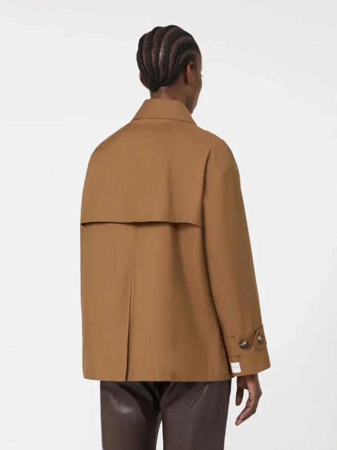 Trench-coat en coton déperlant à double boutonnage, couleur tabac Trench-coat en coton déperlant à double boutonnage, couleur tabac