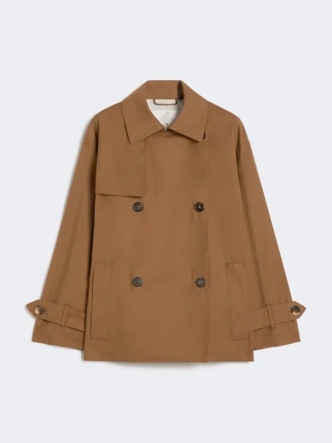 Trench-coat en coton déperlant à double boutonnage, couleur tabac Trench-coat en coton déperlant à double boutonnage, couleur tabac